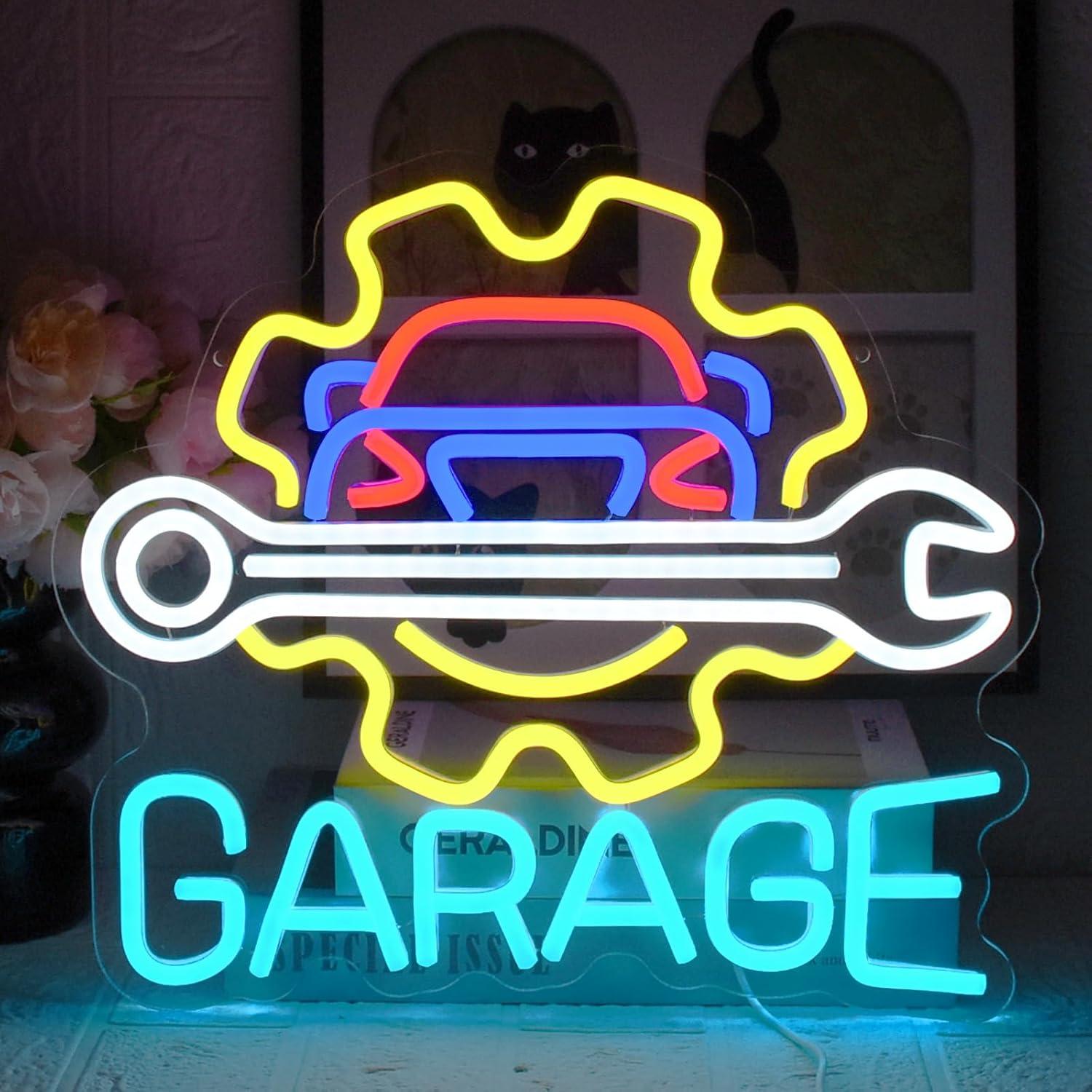 Auto Repair Shop In - ป้ายไฟนีออนสำหรับโรงรถ ใช้พลังงานจาก USB ไฟ LED ปรับความสว่างได้