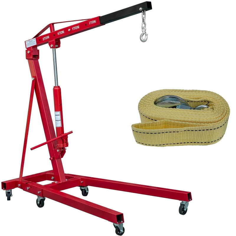 Engine Hoist Crane - เครนยกเครื่องยนต์ไฮดรอลิกแบบพับได้ 2 ตัน สำหรับงานหนัก ใช้ในอู่ซ่อมรถยนต์ ยกชุดเกียร์และถอดบล็อกเครื่องยนต์